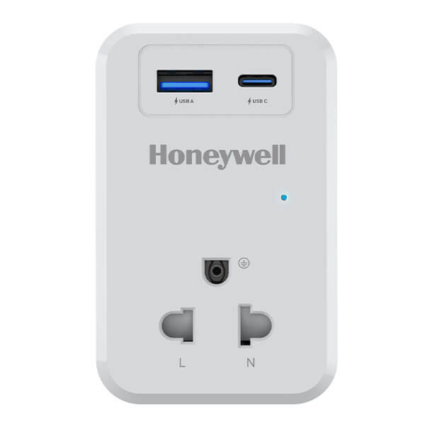 ปลั๊กแปลง Honeywell รุ่น HCC000033 ป้องกันไฟกระชาก (USB-C 1 ช่อง, USB-A 1 ช่อง)_1